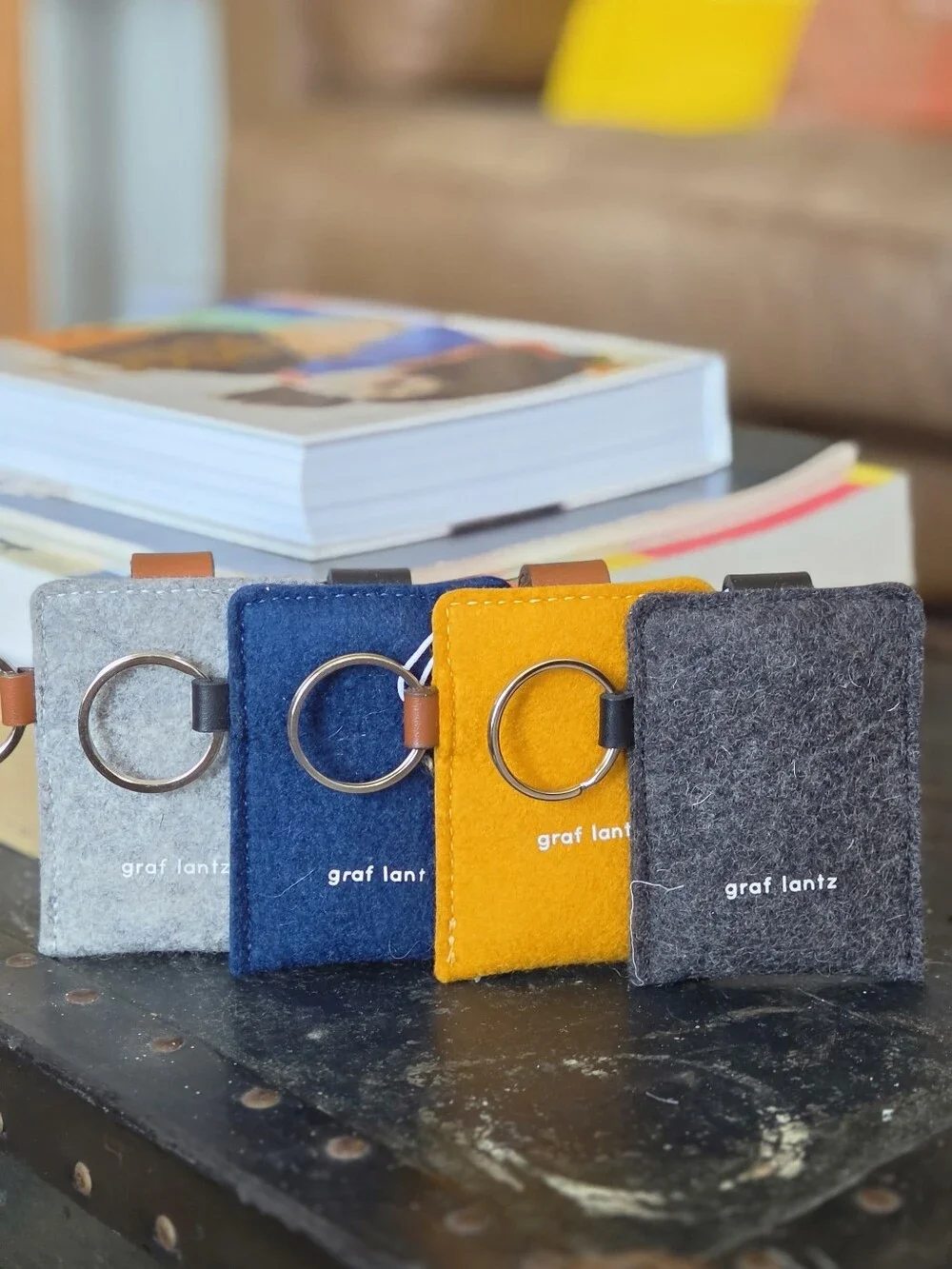 graf lantz Felt Key Card Cases (4) — Gray, Navy, Mustard, Charcoal